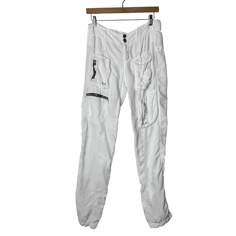 Johnny Was Tyla White Cupra Blend Cargo Jogger Pants Utility Womens Size 0